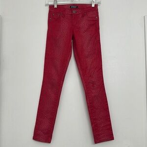 Girls Red Snakeskin Print Pants